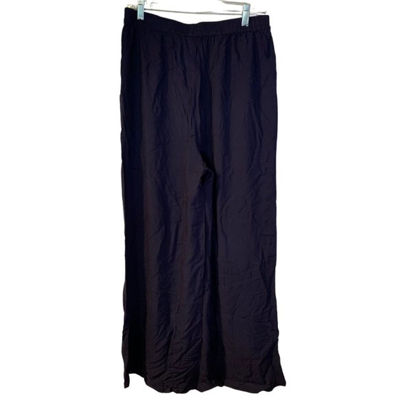 ModCloth Office Wide Leg Ankle Pants Size L NEW Navy Blue Lightweight Flowy - Picture 1 of 7